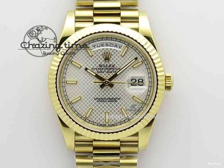 MiroTime 0427 Cozy Day-Date 40mm 228238 YG Noob 1:1 Best Edition Silver Dial On YG President Bracelet A 3710